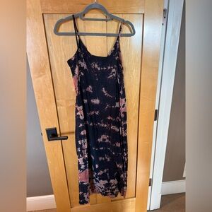 LACAUSA Black and Pink Tie-Dye Maxi Dress